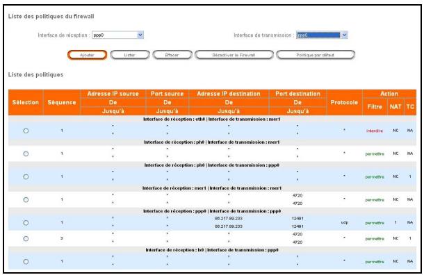 SAGEM LIVEBOX - 2) Configuration d'une politique de pare-feu - 1