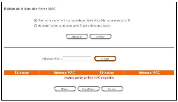 SAGEM LIVEBOX - Editor la liste de contrôle MAC - 1