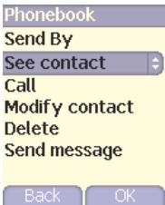 SAGEM MYZ3 - Options from a contact saved - 2
