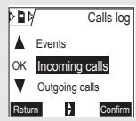 SAGEM D70H - Viewing the received and dialed call log - 5