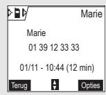 SAGEM D70H - Het nummer bellen dat in het overzicht met uitgaande of ingekomen oproepen staat - 1