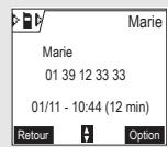 SAGEM D70H - Appeler un numéro figurant dans le journal des appels émis ou reçus - 1