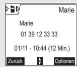 SAGEM D70H - Eine in der Rufliste erscheinende Nummer anrufen - 3