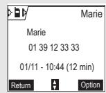 SAGEM D70H - Calling a number listed in the dialed and received call log - 1