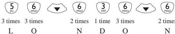 5 JKL 6 MNO ▼ 6 MNO 3 DEF 6 MNO ▼ 6 MNO 3 times 3 times 2 times 1 time 3 times 2 times L O N D O N