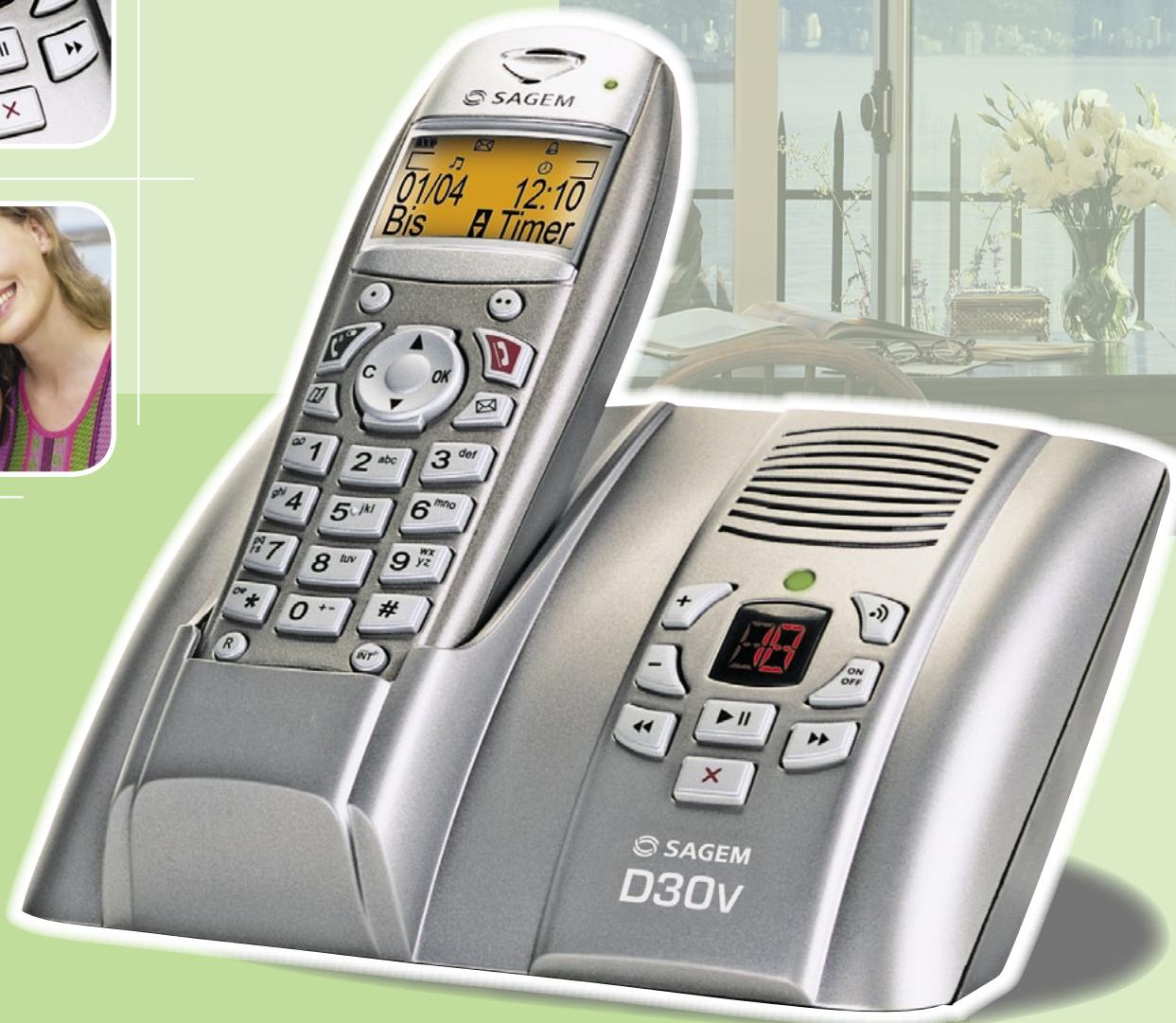 SAGEM D30V - Téléphone sans fil numérique avec répondeur répertoire 100 noms et numéros - 3
