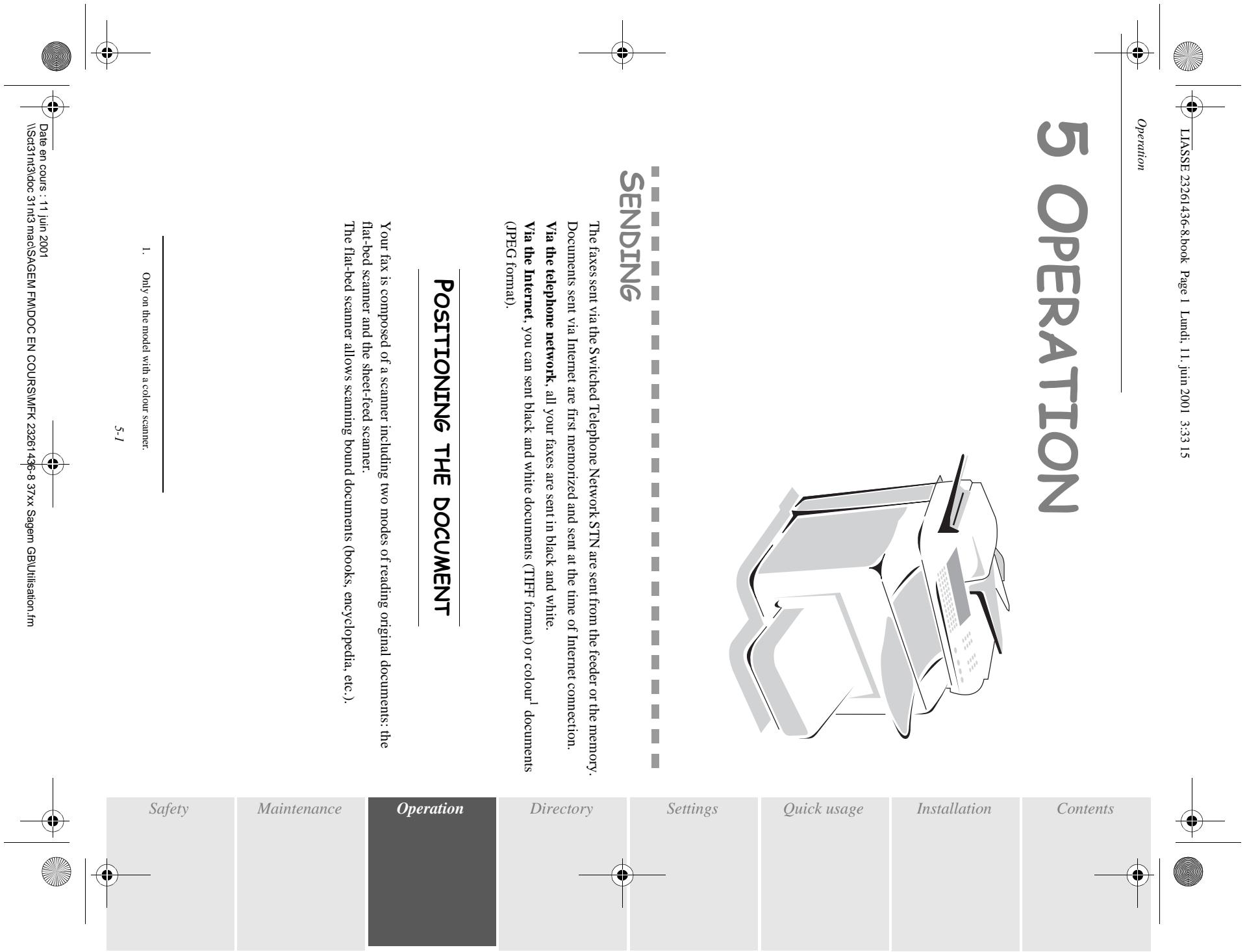 SAGEM MF 3750 - POSITIONING THE DOCUMENT - 1