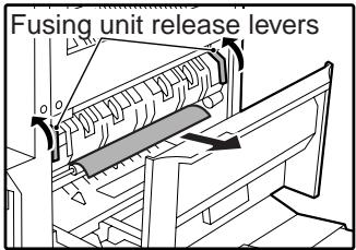 SAGEM MF 9323/ MF 9327 - Lift the fusing unit release levers and carefully remove the misfed paper. - 1