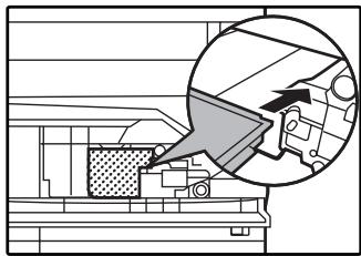 SAGEM MF 9323/ MF 9327 - While pushing the lock release lever, gently insert the toner cartridge along the guides until it clicks into place. - 1