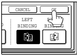 SAGEM MF 9323/ MF 9327 - Select the binding position ([LEFT BINDING] or [RIGHT BINDING]) and then touch the [OK] key in the pamphlet copy setting screen. - 1