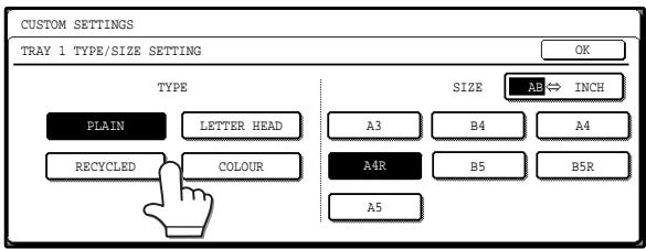 SAGEM MF 9323/ MF 9327 - Select the size and type of paper that is loaded in the tray. - 1