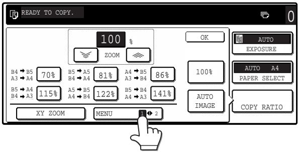 SAGEM MF 9323/ MF 9327 - Use the [MENU] key to select menu [1] or menu [2] for copy ratio selection. - 1