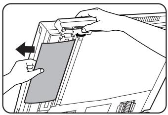 SAGEM MF 9535/MF 9545 - Open the document cover and turn the green rotating knob in the direction of the arrow to remove any misfed originals. - 1