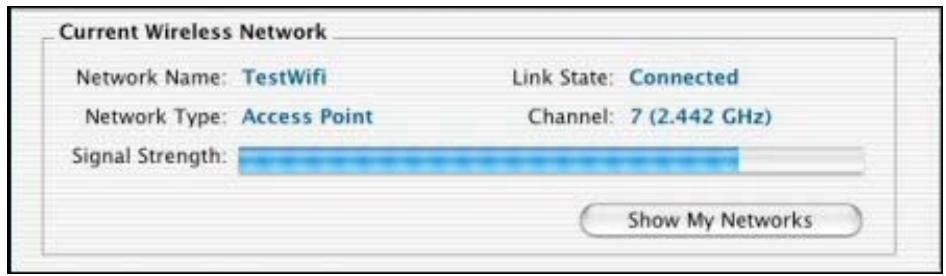 SAGEM WL5061S DONGLE WIFI - Current Wireless Network field of the WLAN utility - 1