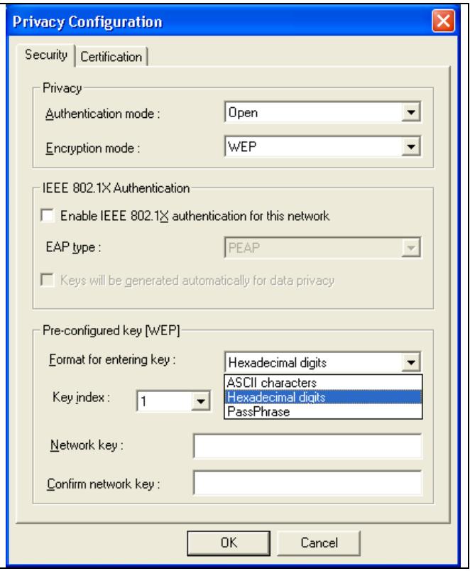 SAGEM WL5061S DONGLE WIFI - Create Encryption Keys by Using a "Passphrase" - 1