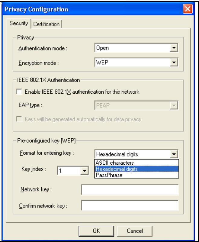 SAGEM XG760A DONGLE WIFI - Create Encryption Keys by Using a "Passphrase" - 1