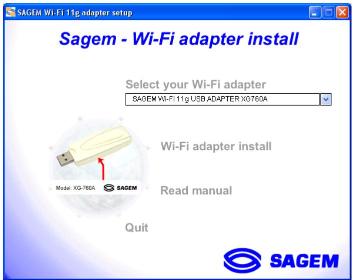 SAGEM XG760A DONGLE WIFI - I.1 Installation of the software - 3