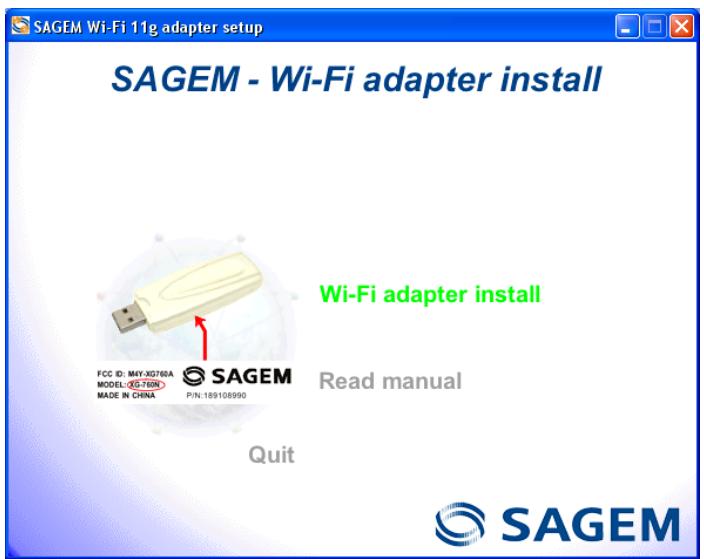 SAGEM XG760N DONGLE WIFI - Installation of the Wireless LAN Software - 2