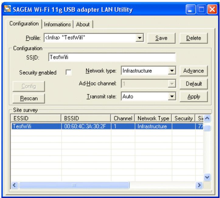 SAGEM XG760N DONGLE WIFI - Open the WLAN utility - 3
