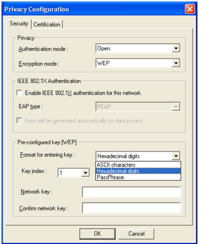 SAGEM XG760N DONGLE WIFI - Create Encryption Keys by Using a Passphrase - 1