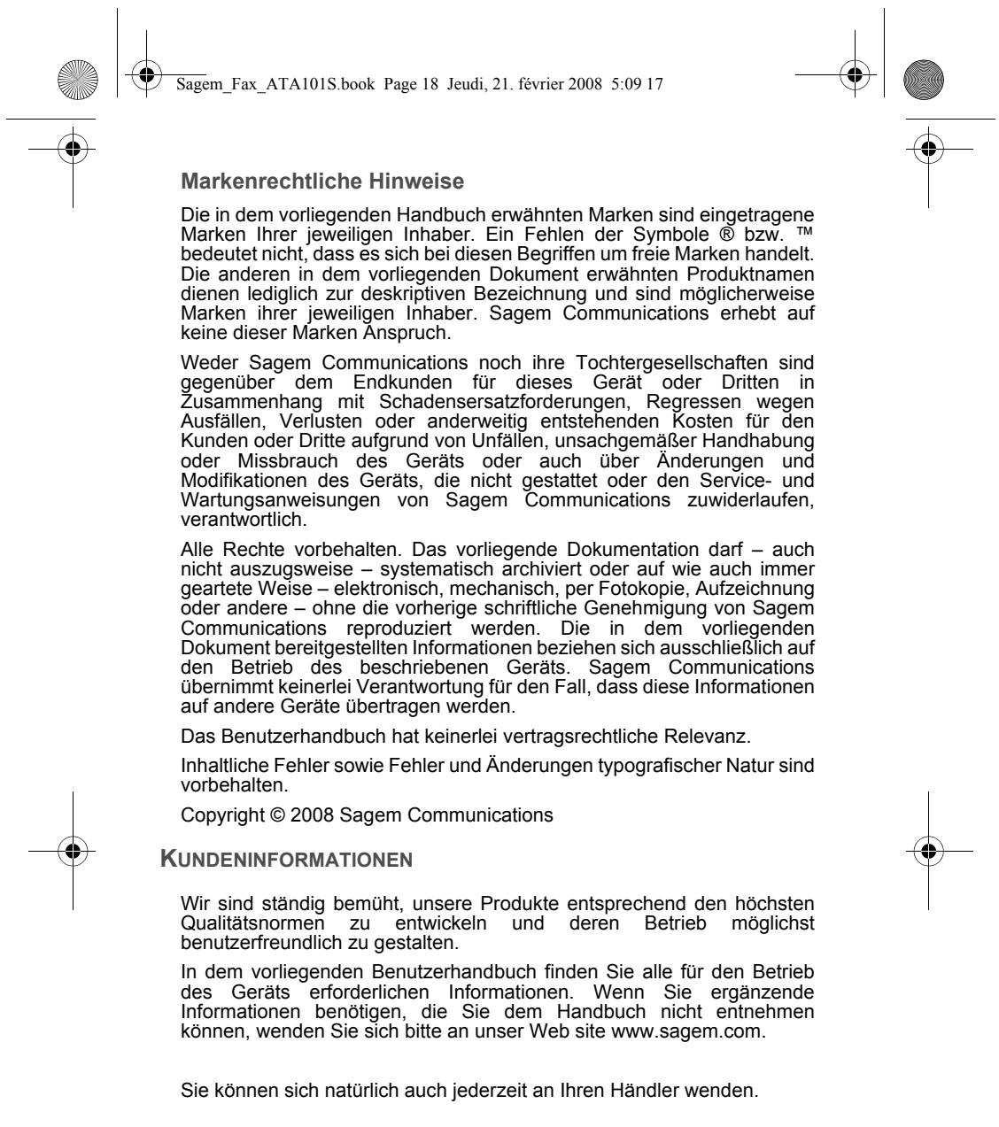 SAGEM FAX ATA 101S - Sont exclus de la garantie : - 8