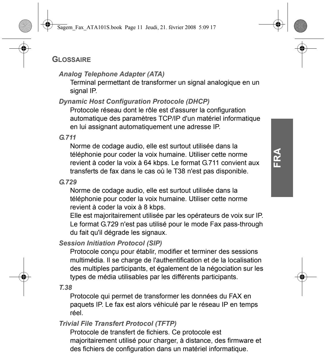SAGEM FAX ATA 101S - Important - 9