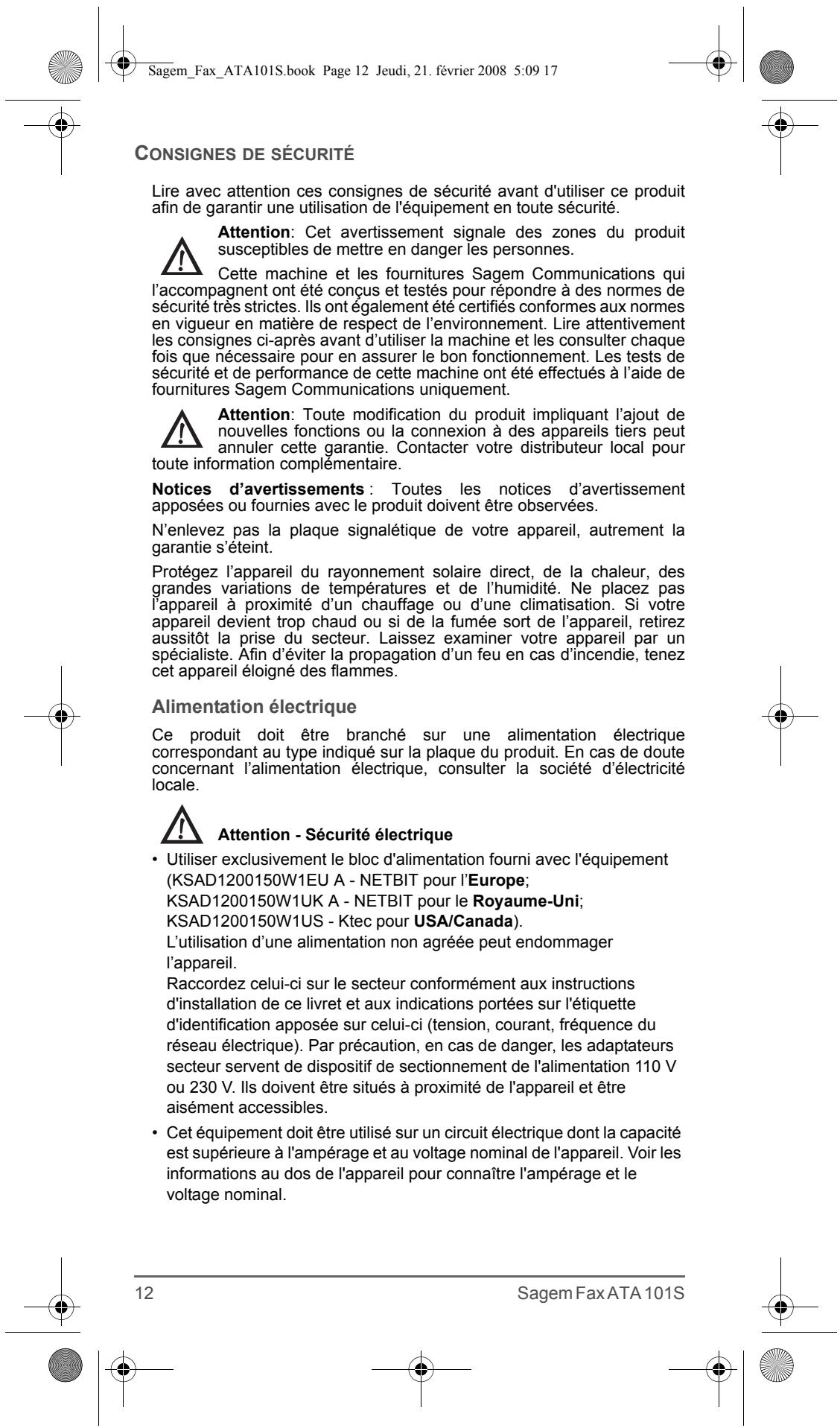 SAGEM FAX ATA 101S - Important - 11