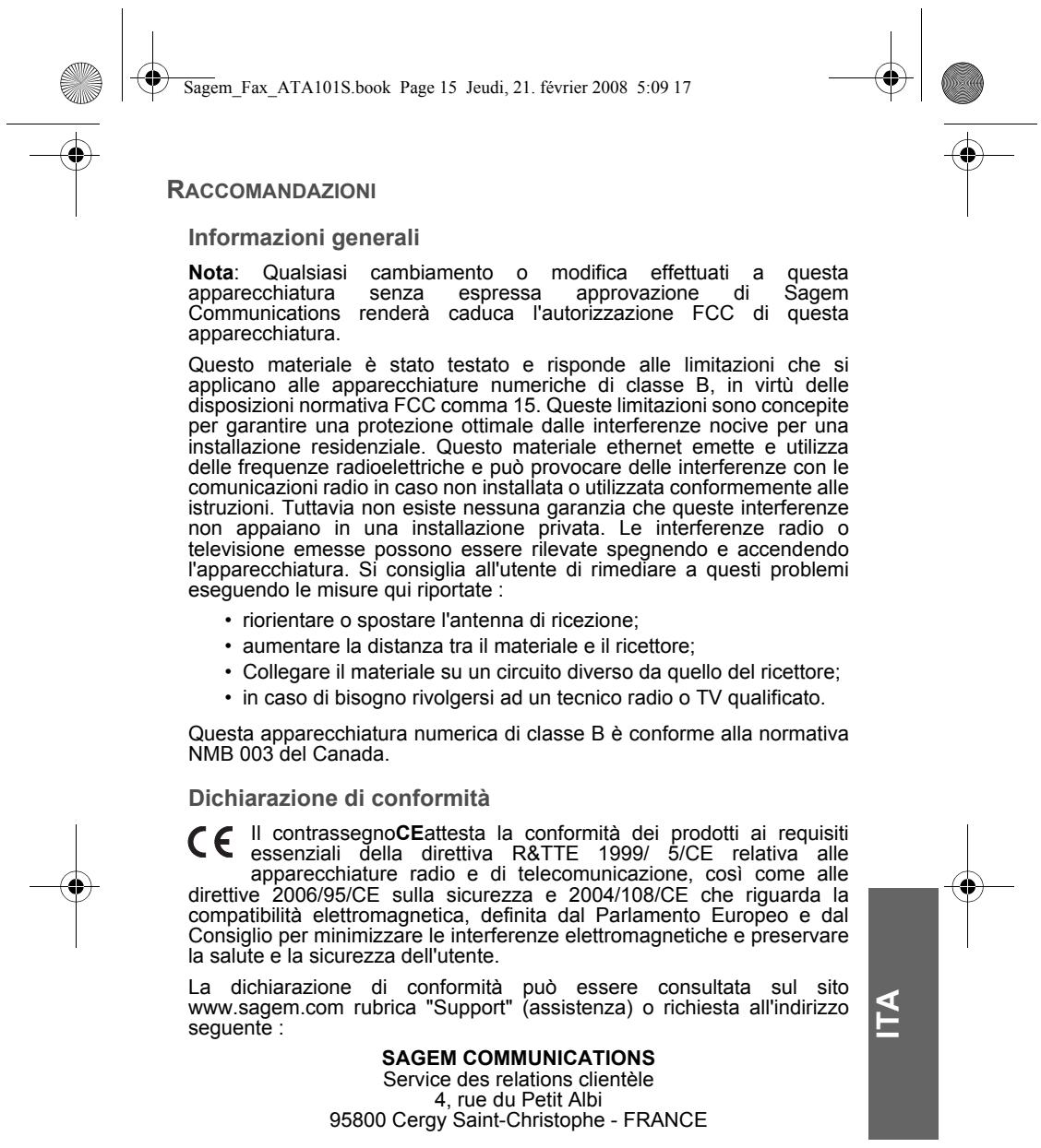 SAGEM FAX ATA 101S - SAGEM COMMUNICATIONS - 8