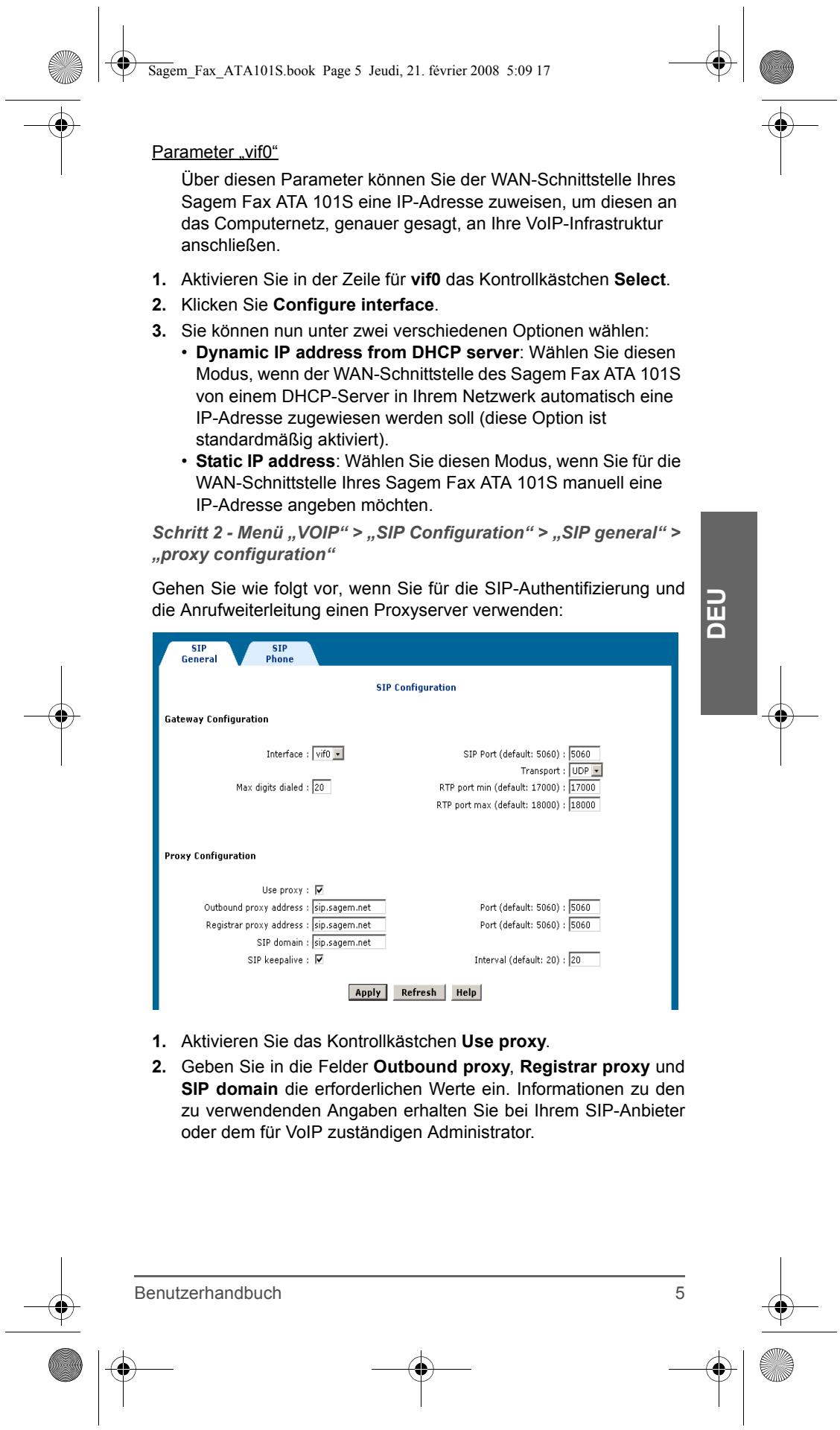 SAGEM FAX ATA 101S - Parameter „eth0" - 4