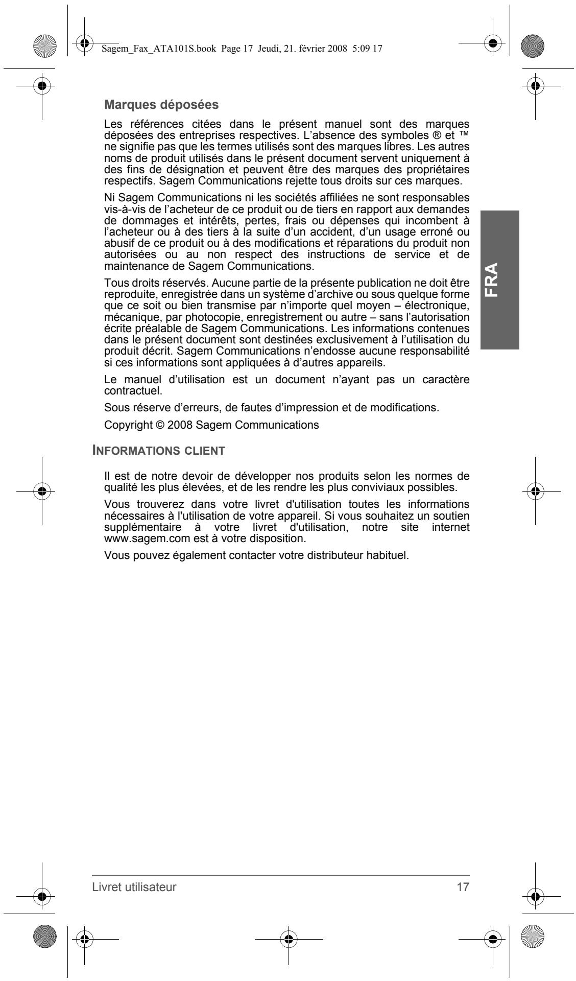 SAGEM FAX ATA 101S - Déclaration de conformité - 8