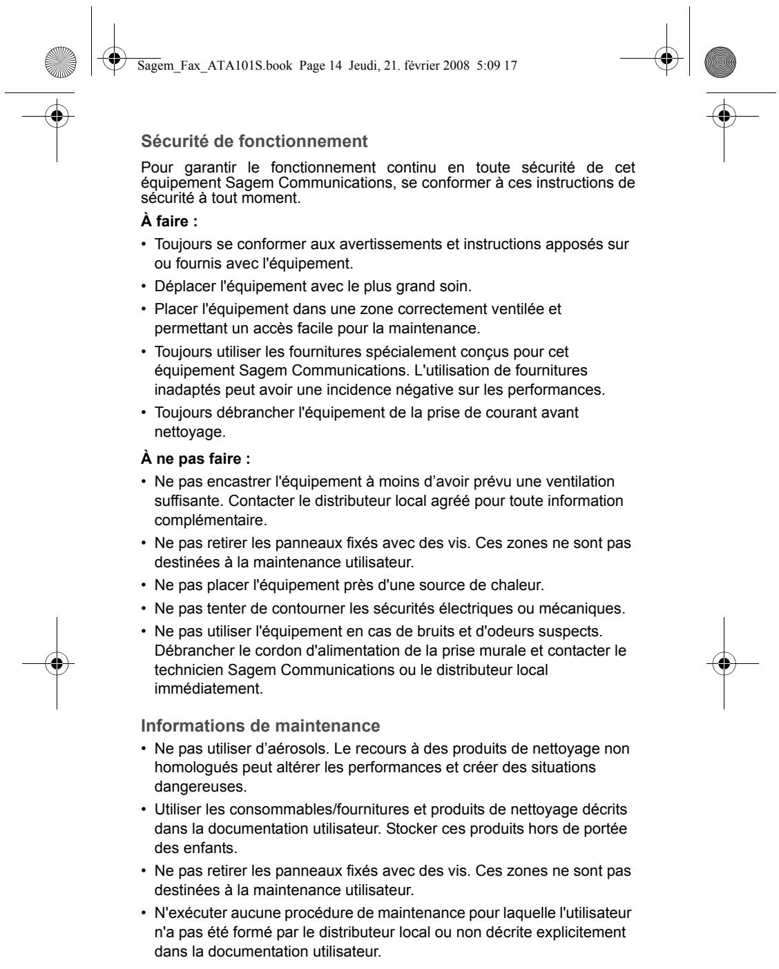 SAGEM FAX ATA 101S - Important - 13