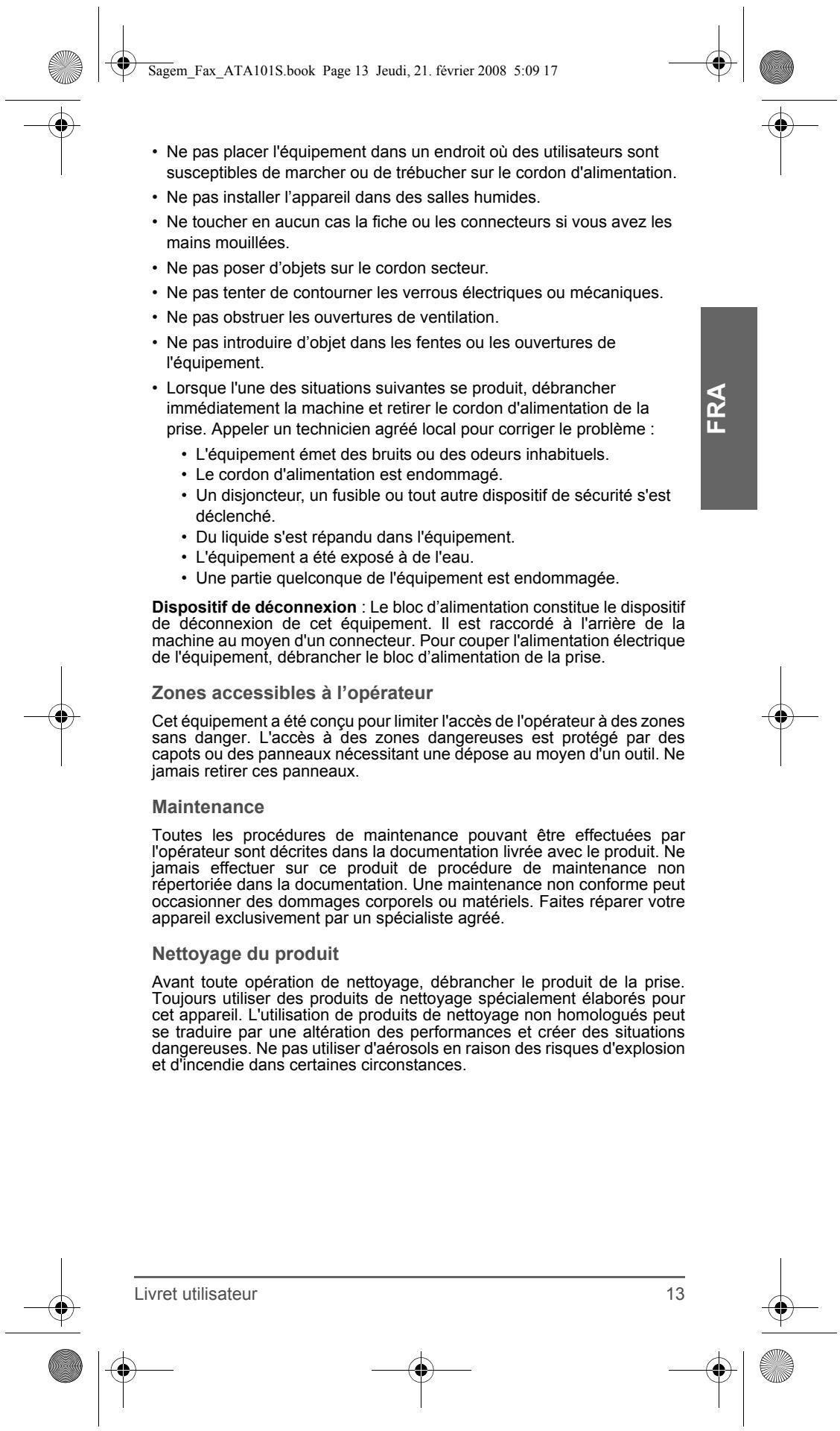 SAGEM FAX ATA 101S - Important - 12