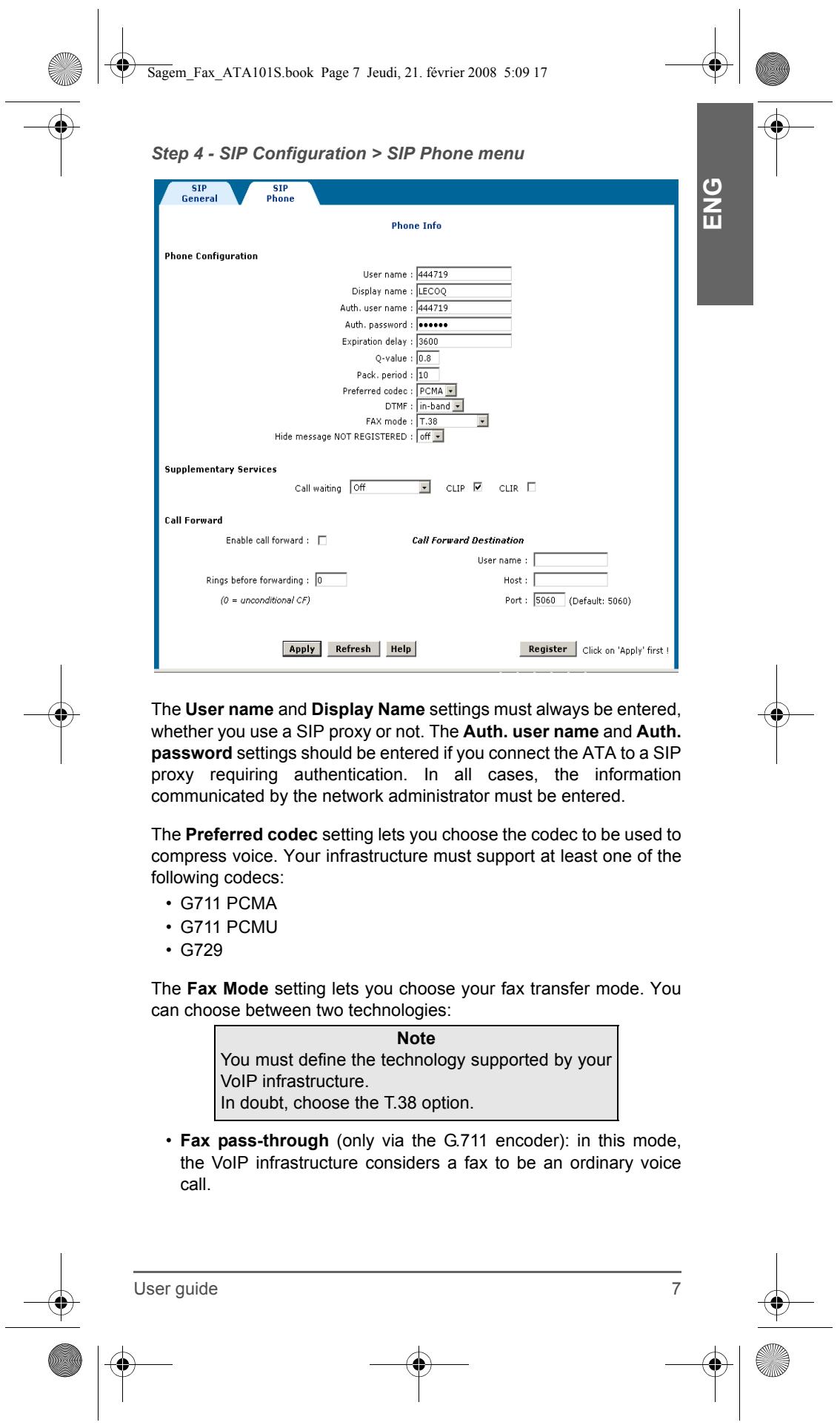 SAGEM FAX ATA 101S - eth0 setting - 11