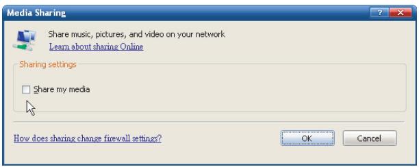 SAGEM MY DU@L RADIO 700 - Step 5: Share the WMP11 media library. - 2