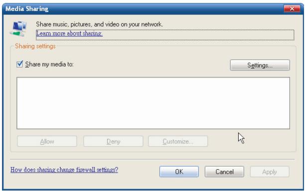 SAGEM MY DU@L RADIO 700 - Step 5: Share the WMP11 media library. - 3