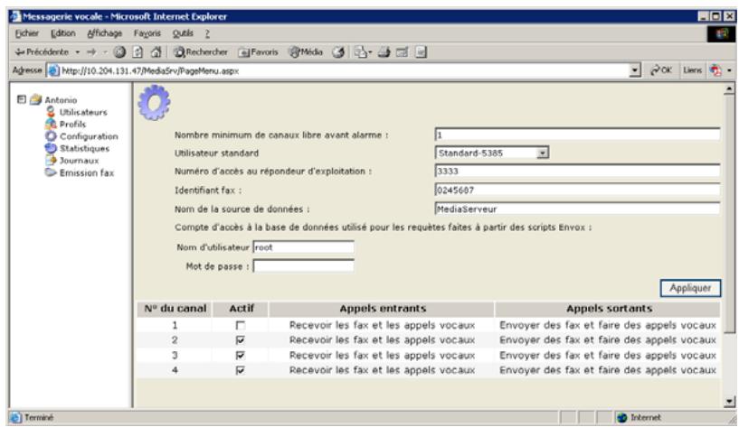 SAGEM OPEN LINE EVA - Paramètres d'exploitation - 1