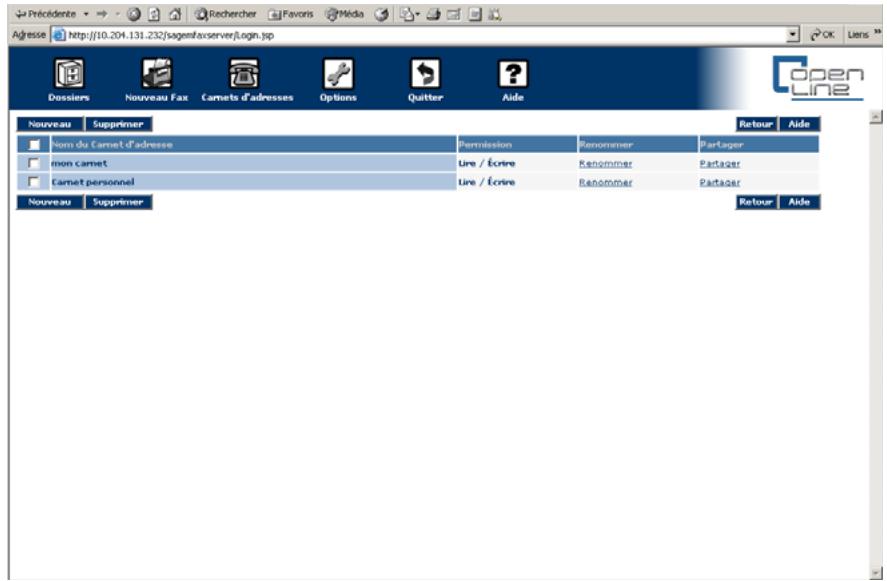 SAGEM OPEN LINE SERVER - Supprimer un carnet d'adresses - 1