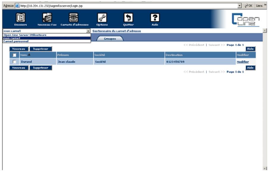 SAGEM OPEN LINE SERVER - Supprimer un contact - 1