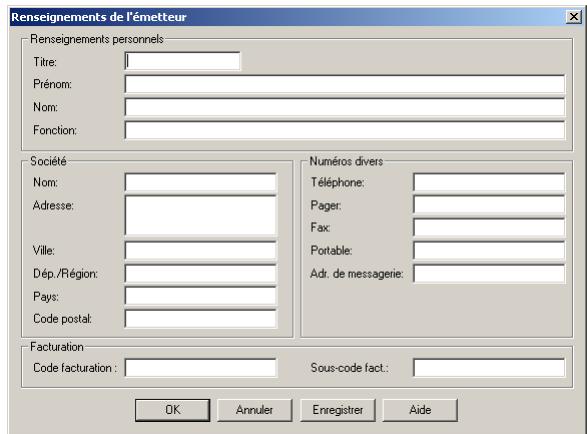 SAGEM OPEN LINE SERVER - Modifier les informations concernant l'émetteur - 1
