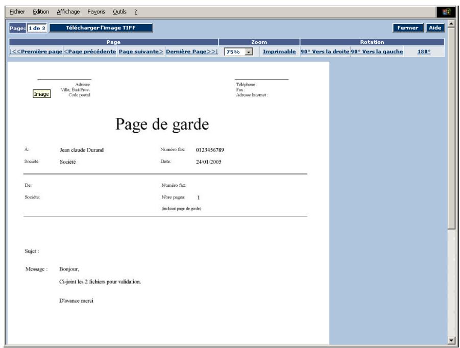 SAGEM OPEN LINE SERVER - Aperçu d'un fax - 1