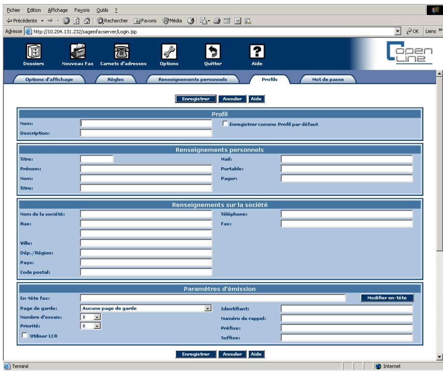 SAGEM OPEN LINE SERVER - Personalisation de profils - 2