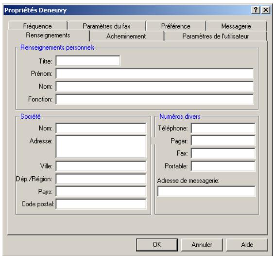 SAGEM OPEN LINE SERVER - Les propriétés de l'utilisateur - 1