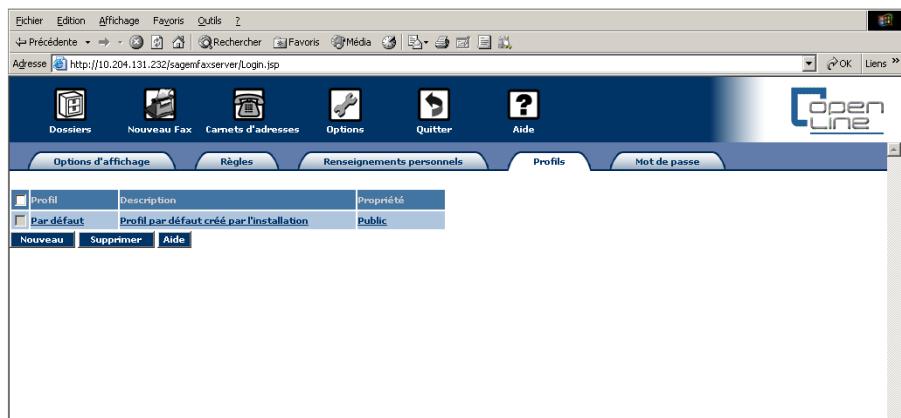 SAGEM OPEN LINE SERVER - Personalisation de profils - 1