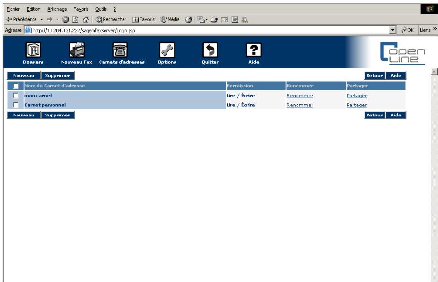 SAGEM OPEN LINE SERVER - Carnet d'adresses - 2