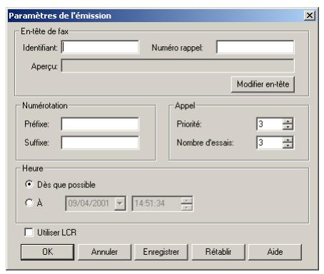 SAGEM OPEN LINE SERVER - Modifier les paramètres d'émission - 1