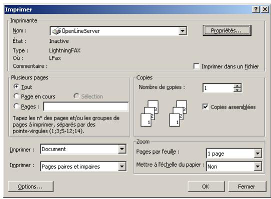 SAGEM OPEN LINE SERVER - Envoyer un fax avec une application windows - 1