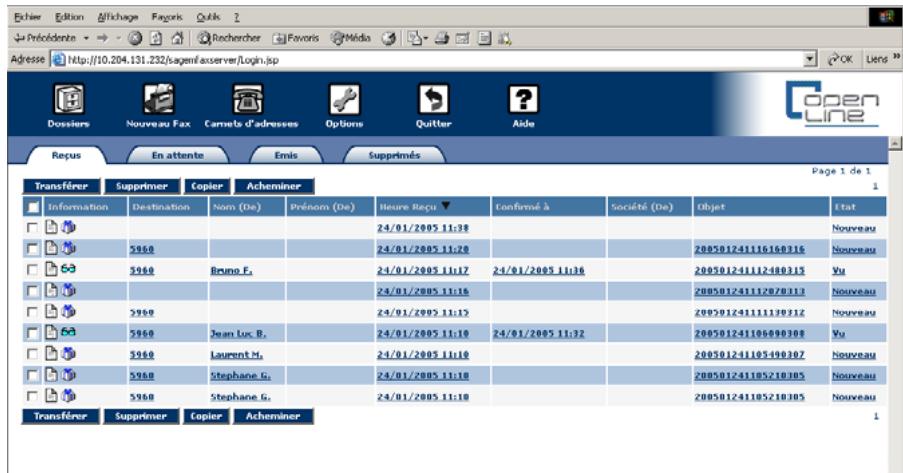 SAGEM OPEN LINE SERVER - Gestion des faxes - 1