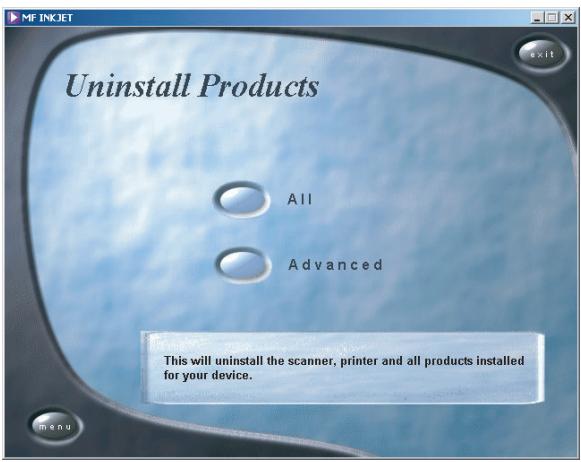SAGEM PHILIPS MF-JET 495 - Uninstalling the products - 1