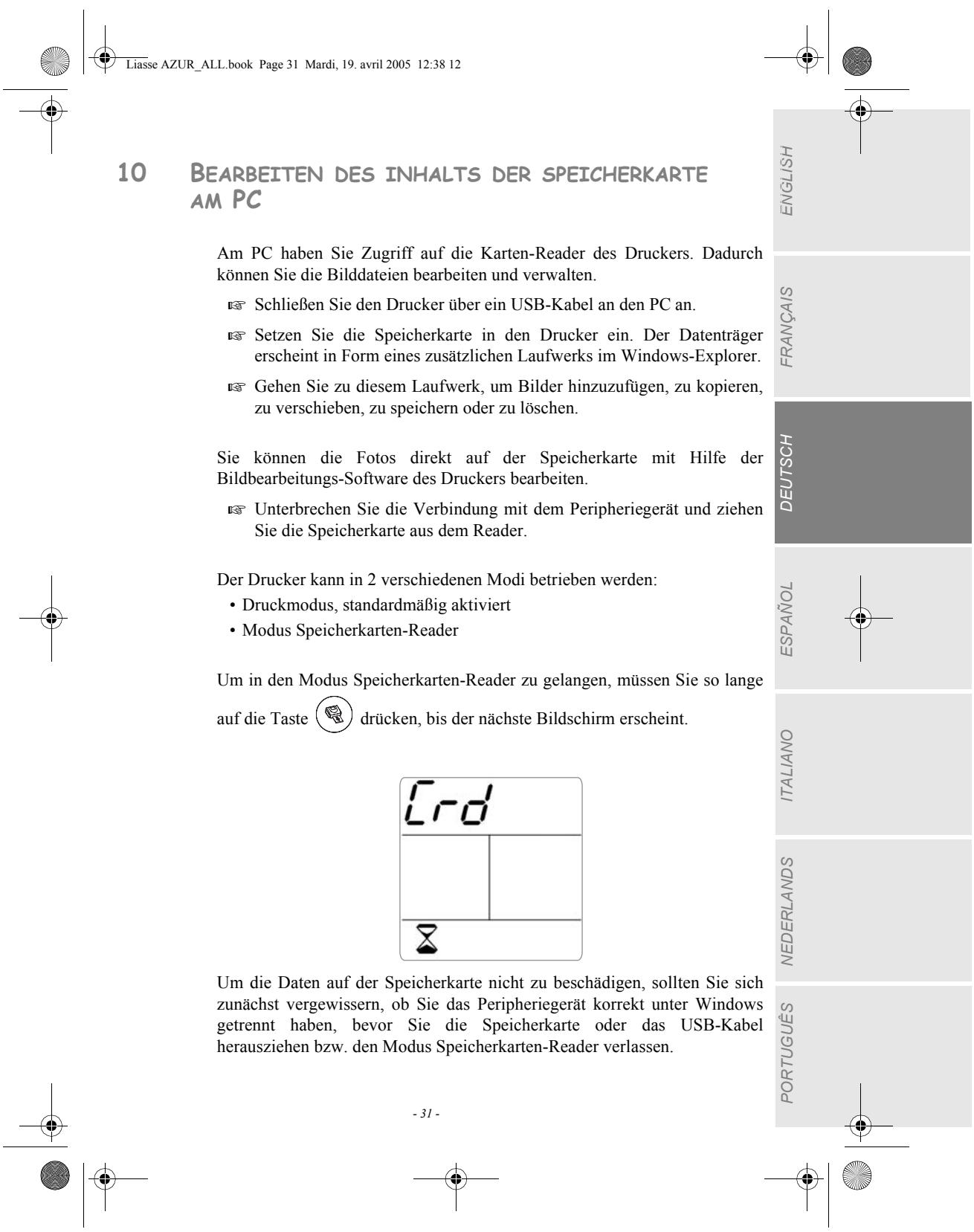 SAGEM PHOTO EASY 160 - Benutzen des Druckers - 4