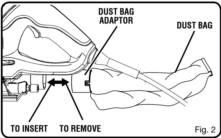RYOBI JM82K - INSTALLING/REMOVING THE DUST BAG - 1